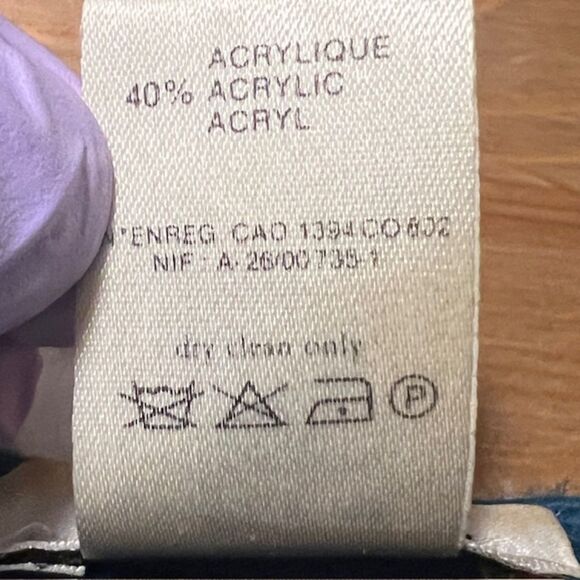 VTG Rodier Teal Blue Wool Blend LS Padded Button Cardigan Sweater Size Large - Picture 8 of 11